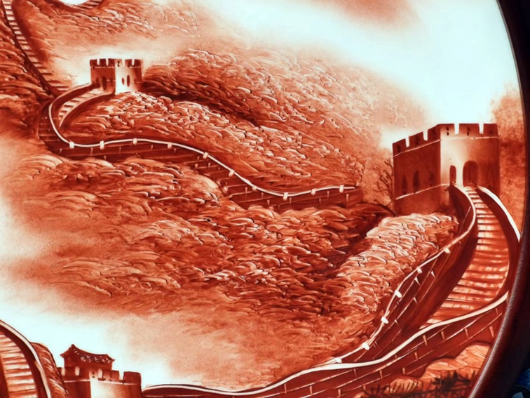景德镇名家手绘长城瓷板画（中国梦）