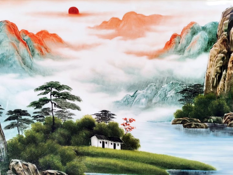 名家手绘山水装饰瓷板画（源远流长）