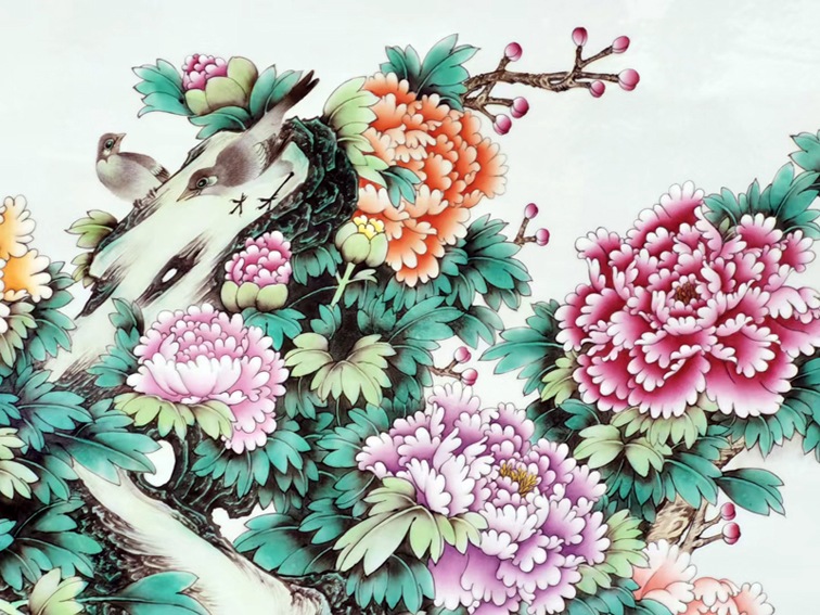 名家周惠胜手绘瓷板画花开富贵-细节图二