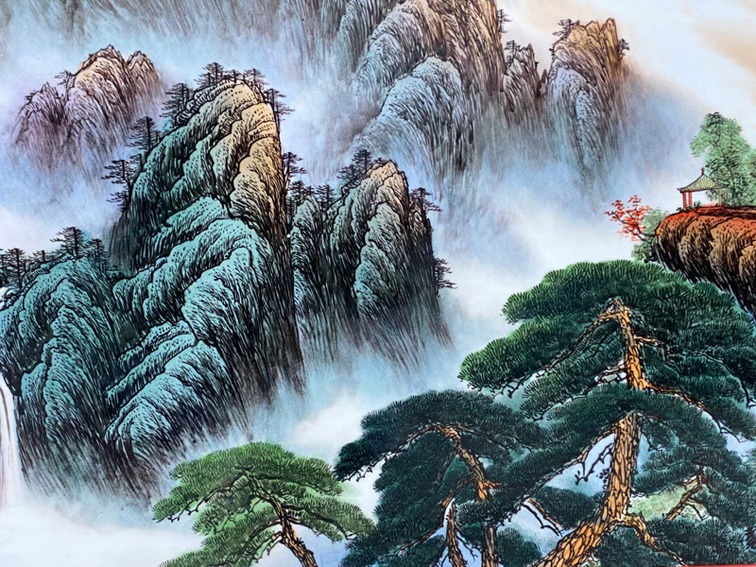 名家周惠胜山水瓷板画（江山多娇）