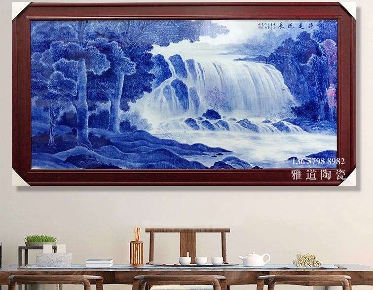 景德镇瓷板画青花山水（源远流长）