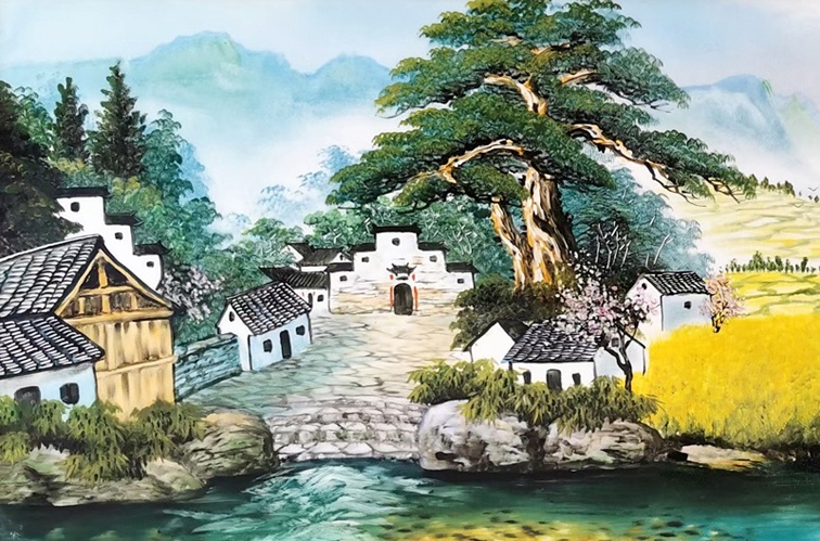 名家手绘风景瓷板画（希望的田野）