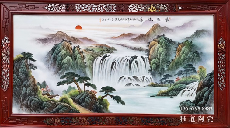 周惠胜手绘山水装饰瓷板画（源远流长）