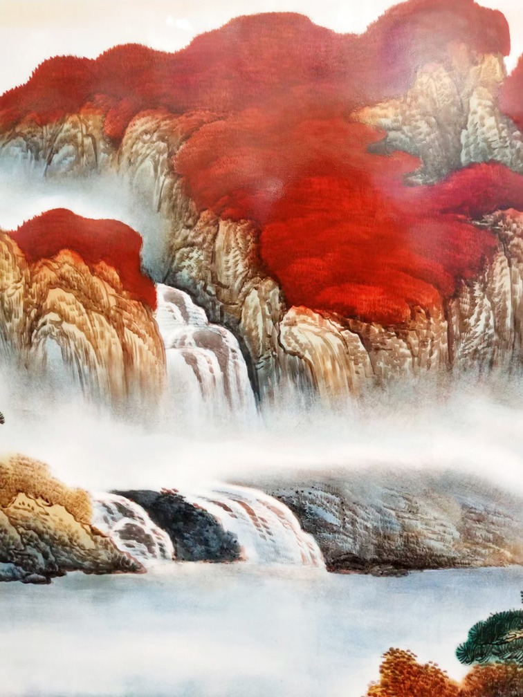 江西名家刘统富手绘山水瓷板画