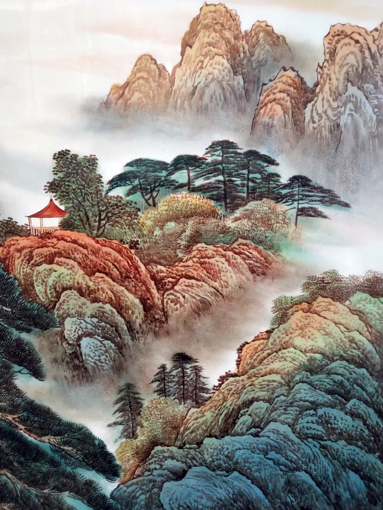 客厅装饰山水瓷板画（云海松涛）