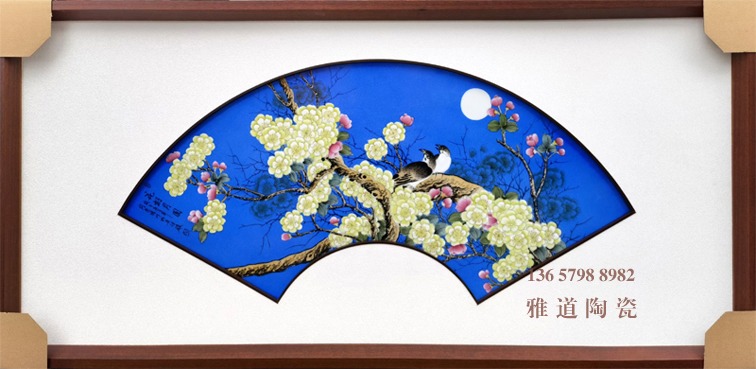 周惠胜手绘花鸟瓷板画（花好月圆）