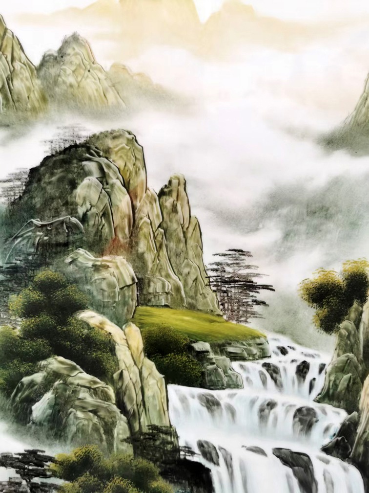 景德镇手绘山水装饰瓷板画（源远流长）