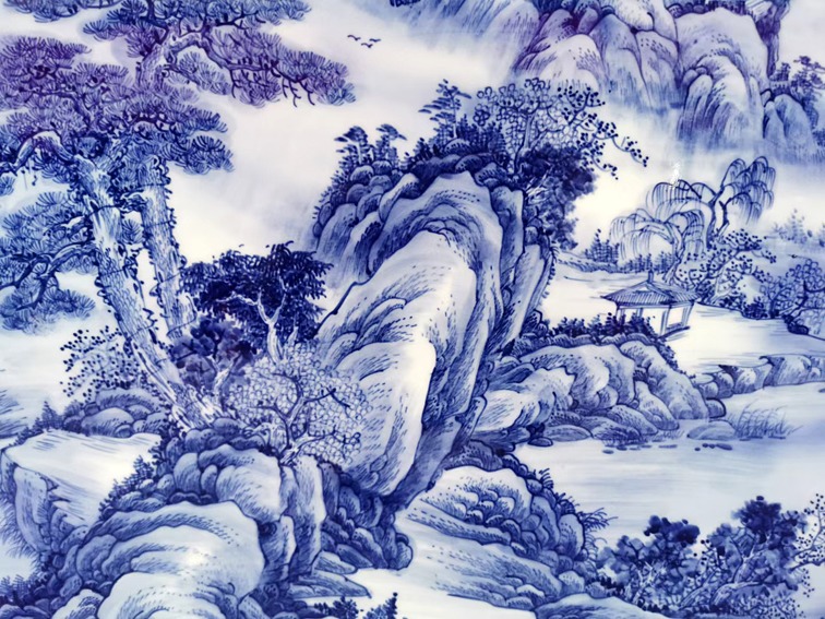 景德镇占年福手绘青花瓷板画