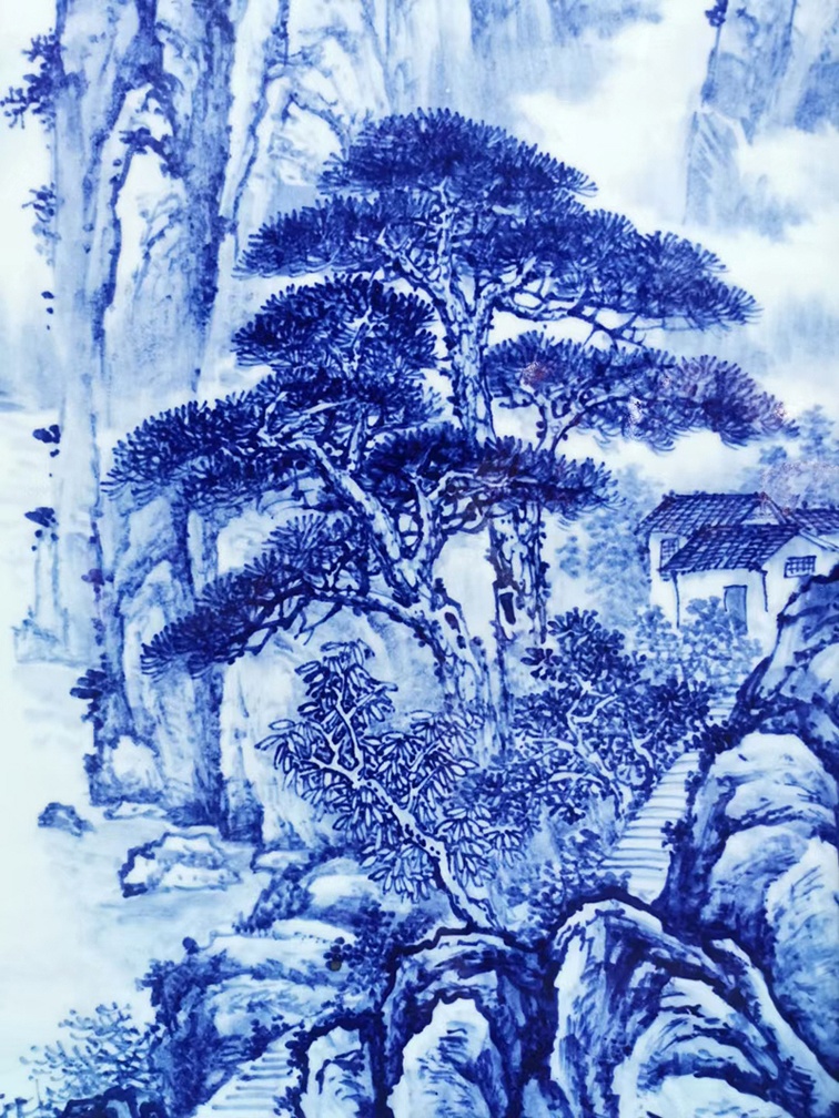 景德镇青花瓷板山水画（帆帆风顺）(图6)