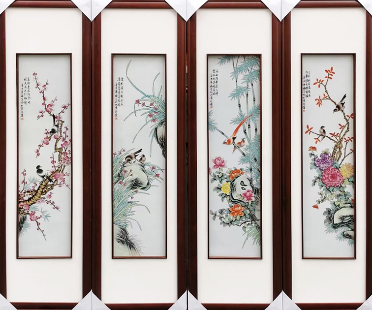 占年福手绘花鸟瓷板画（梅兰竹菊）(图2)