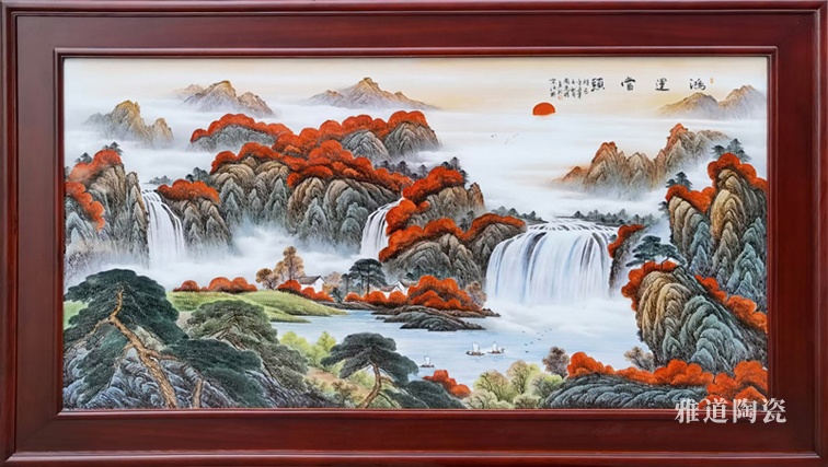 周惠胜手绘山水瓷板画（鸿运当头）(图2)