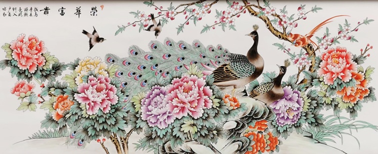 名家手绘牡丹瓷板画（荣华富贵）(图3)