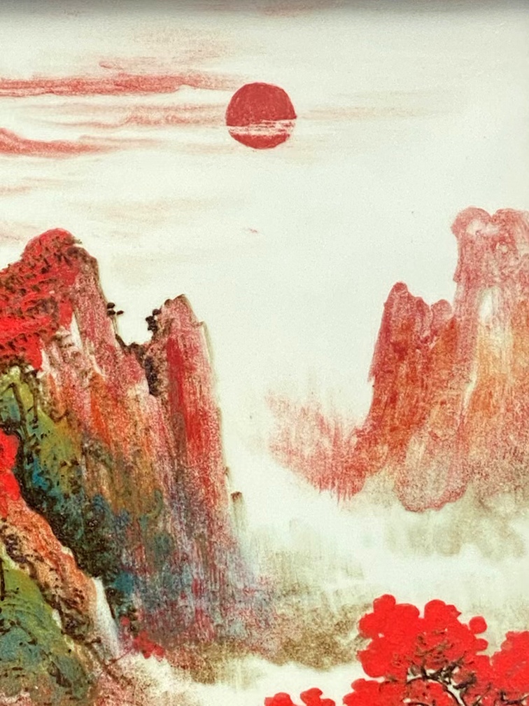 周惠胜手绘鸿运当头玄关装饰瓷板画(图4)