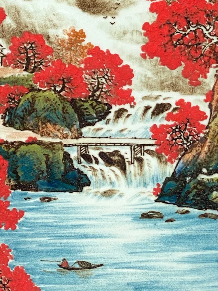 周惠胜手绘鸿运当头玄关装饰瓷板画(图6)