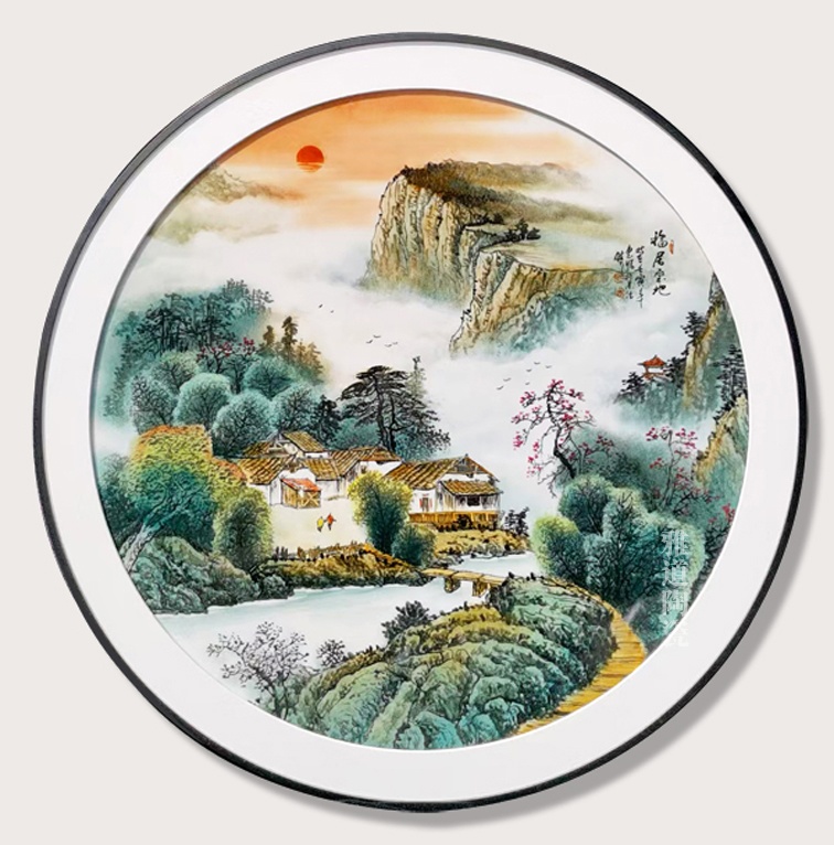 景德镇瓷板画手绘挂画福居宝地(图2)