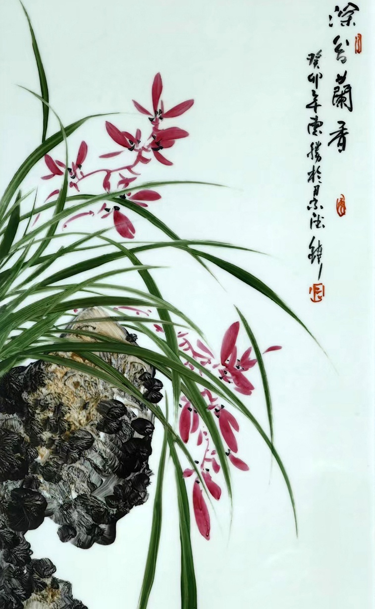 周惠胜手绘瓷板画（梅兰竹菊）(图5)