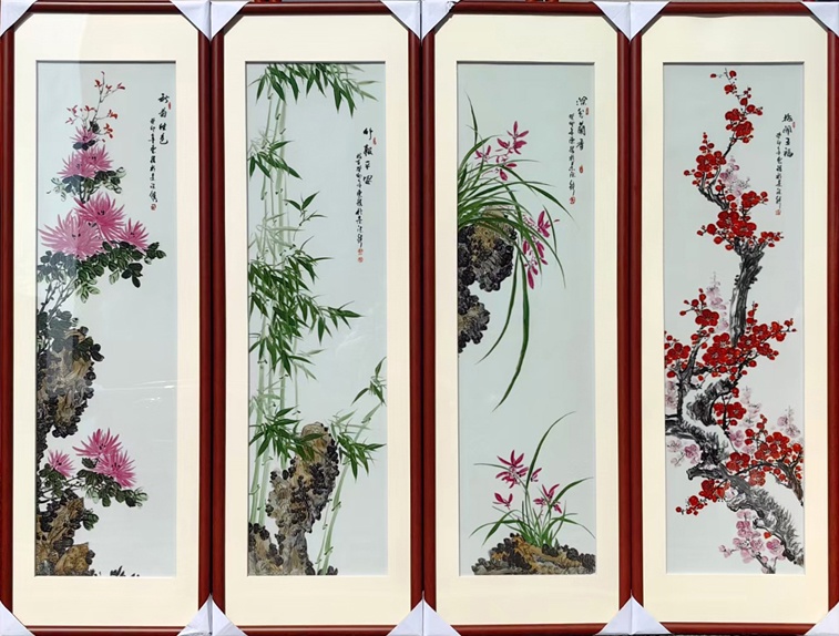 周惠胜手绘瓷板画（梅兰竹菊）(图2)