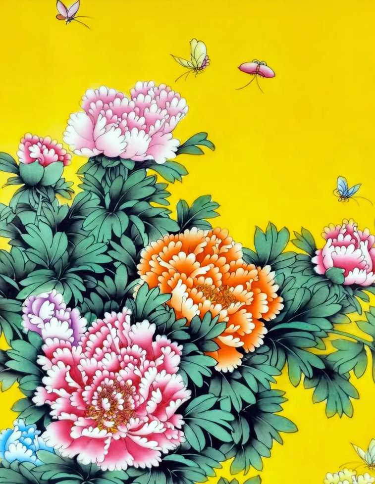 叶迪飞手绘玄关瓷板画（花开富贵）(图4)