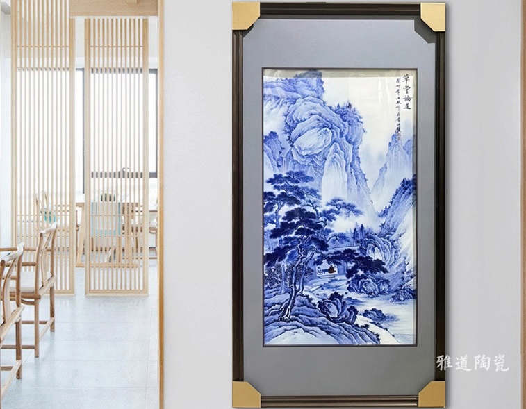 汪敏手绘艺术瓷板画（草堂论道）