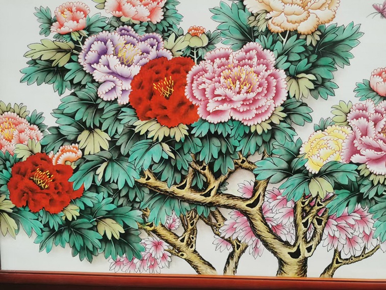 福全手绘客厅瓷板画（花开富贵）(图5)