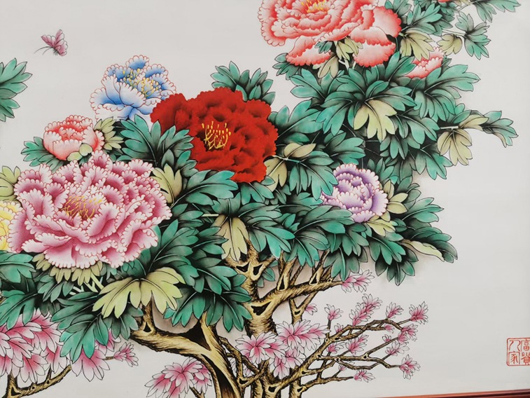 福全手绘客厅瓷板画（花开富贵）(图6)