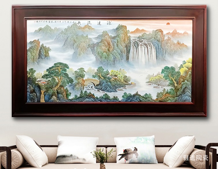 刘统富手绘大厅瓷板画（源远流长）(图1)